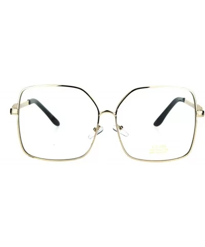 Fashion Glasses Oversized Square Gold Metal Frame Clear Lens Eyeglasses - C9187AWQGNH $6.41 Square