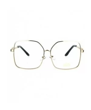 Fashion Glasses Oversized Square Gold Metal Frame Clear Lens Eyeglasses - C9187AWQGNH $6.41 Square