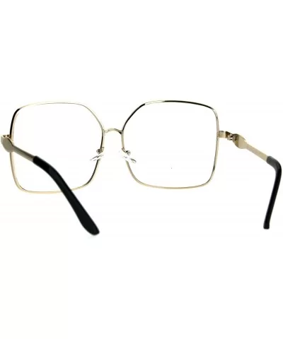 Fashion Glasses Oversized Square Gold Metal Frame Clear Lens Eyeglasses - C9187AWQGNH $6.41 Square