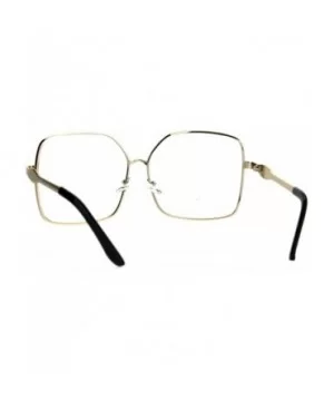 Fashion Glasses Oversized Square Gold Metal Frame Clear Lens Eyeglasses - C9187AWQGNH $6.41 Square