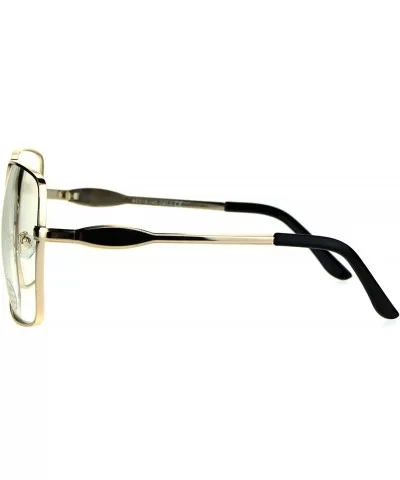 Fashion Glasses Oversized Square Gold Metal Frame Clear Lens Eyeglasses - C9187AWQGNH $6.41 Square