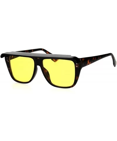 Top Visor Shade Rectangular Plastic Racer Retro Funk Sunglasses - Tortoise Yellow - C218I4HQGMY $9.52 Rectangular