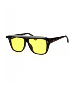 Top Visor Shade Rectangular Plastic Racer Retro Funk Sunglasses - Tortoise Yellow - C218I4HQGMY $9.52 Rectangular