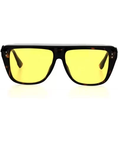 Top Visor Shade Rectangular Plastic Racer Retro Funk Sunglasses - Tortoise Yellow - C218I4HQGMY $9.52 Rectangular