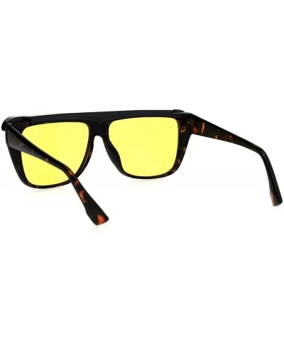 Top Visor Shade Rectangular Plastic Racer Retro Funk Sunglasses - Tortoise Yellow - C218I4HQGMY $9.52 Rectangular