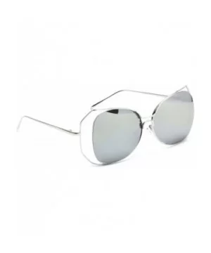 Oversized Large Sunglasses Mirror Lens Butterfly Silhouette Women's Style - Silver + Silver - C818G2Z2LZY $7.47 Oversized