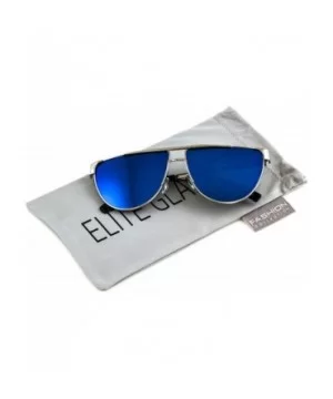 OVERSIZED Cat Eye Metal Frame Flat Top Gradient Lens Women Fashion Sunglasses - Blue Mirror - CE17YC75IHI $6.30 Oversized