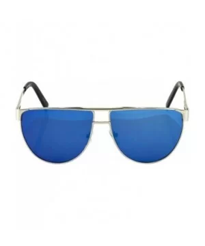 OVERSIZED Cat Eye Metal Frame Flat Top Gradient Lens Women Fashion Sunglasses - Blue Mirror - CE17YC75IHI $6.30 Oversized