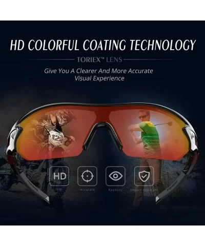 Polarized Sunglasses Interchangeable Baseball - Black Red &Red Lens - CL12ISKJH4Z $19.21 Wrap