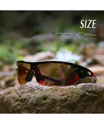 Polarized Sunglasses Interchangeable Baseball - Black Red &Red Lens - CL12ISKJH4Z $19.21 Wrap