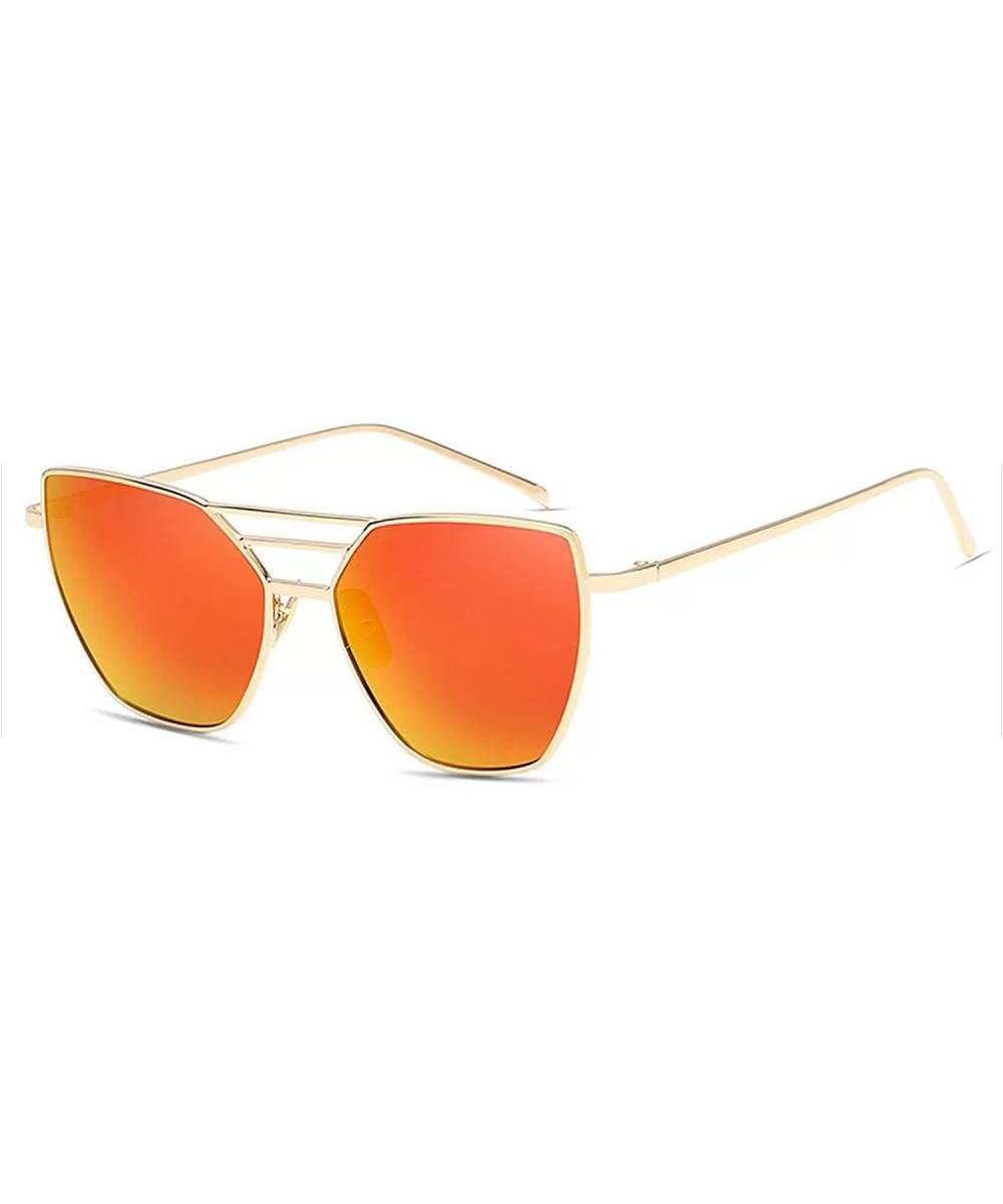 Metal Luxury Vintage Coated Mirror Sunglasses Women Er Fashion Retro Trand Sun Glasses Uv400 Oculos - Orange - C3199CK0W2Z $1...