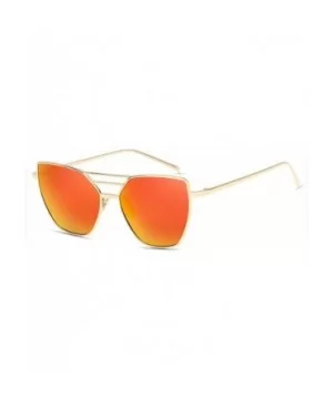 Metal Luxury Vintage Coated Mirror Sunglasses Women Er Fashion Retro Trand Sun Glasses Uv400 Oculos - Orange - C3199CK0W2Z $1...