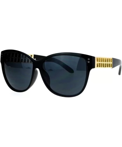 Womens Oversized Fashion Sunglasses Designer Style Square Frame - Black (Black) - CI187DYC7XZ $6.55 Square