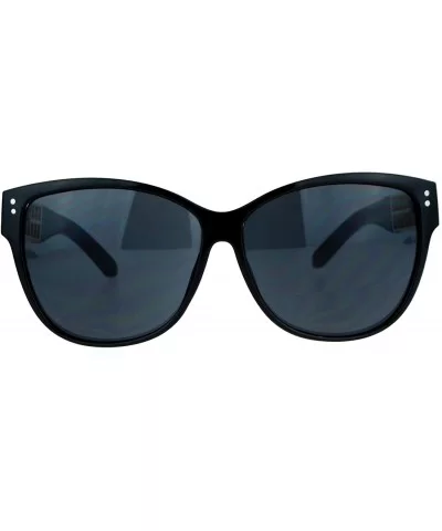 Womens Oversized Fashion Sunglasses Designer Style Square Frame - Black (Black) - CI187DYC7XZ $6.55 Square