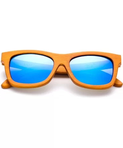 Vittata" Genuine Handmade Bamboo Sunglasses Anti-Glare Polarized Wooden Spring Hinges - Dark Bamboo Blue - CR17WZK6YAL $21.96...