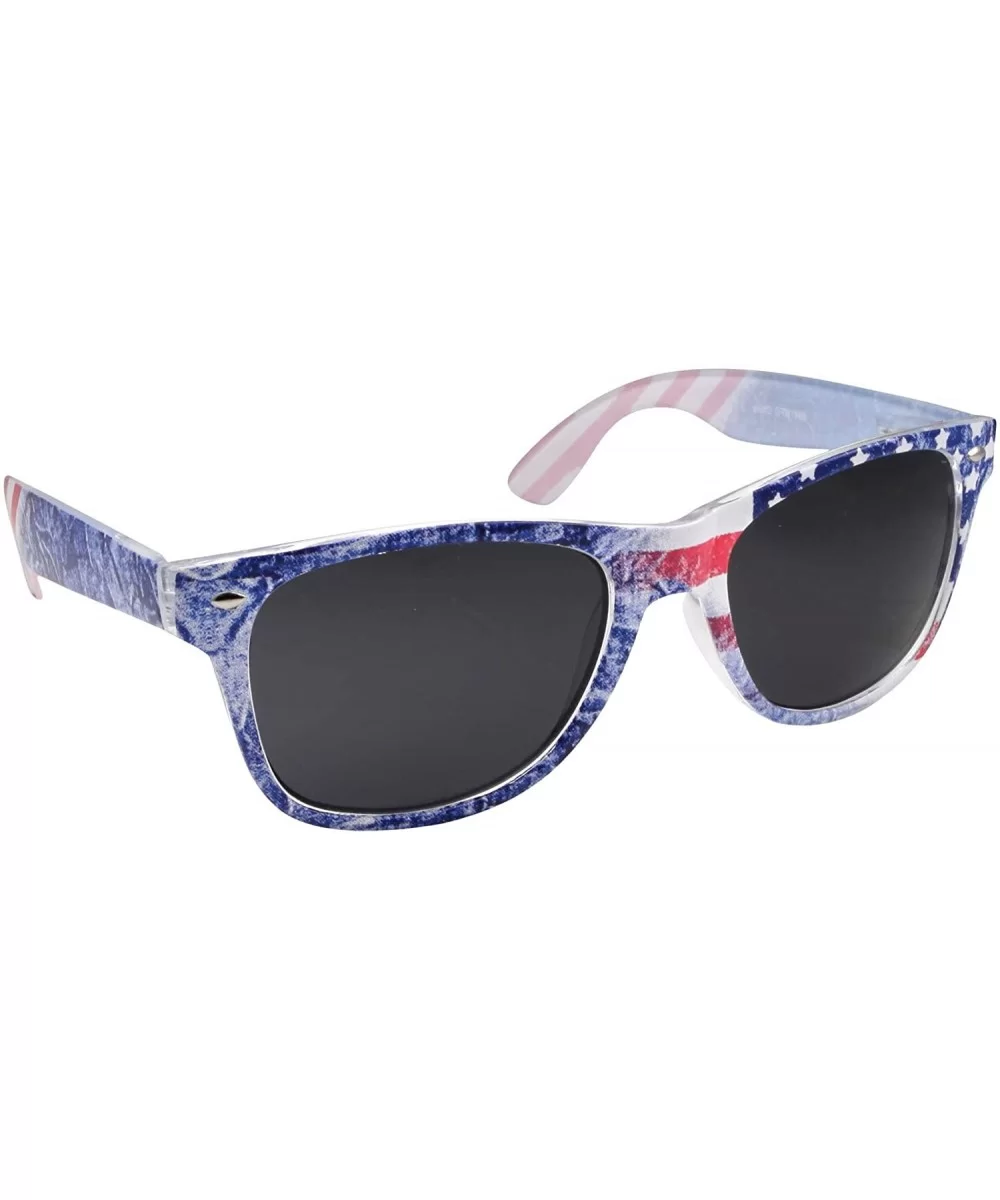 Limited Edition"Arctic Denim" American Flag Mirror Sunglasses - Smoke - CC11VP7124R $6.70 Wayfarer