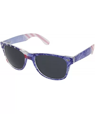 Limited Edition"Arctic Denim" American Flag Mirror Sunglasses - Smoke - CC11VP7124R $6.70 Wayfarer