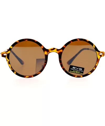 Mens Retro Trendy Flat Lens Round Circle Lens Sunglasses - Tortoise - CN128KMUCGN $8.58 Round