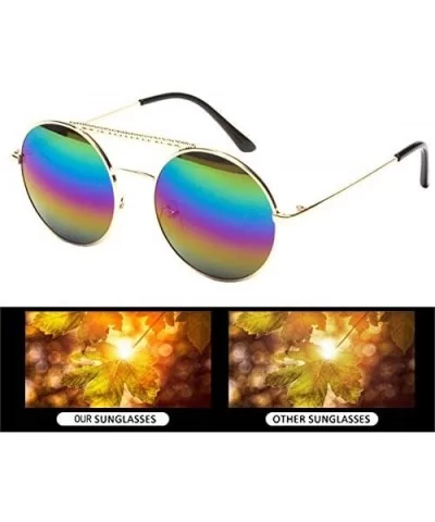 Color Coated Full Metal Frame UV400 Heart Shape Sunglasses Eyewear - T-rainbow - C918TIRARK8 $9.96 Sport