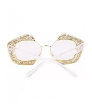 Oversized Square Frame Bling Rhinestone Crystal Sunglasses For Women - White - CJ196TWXTES $14.92 Cat Eye