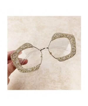 Oversized Square Frame Bling Rhinestone Crystal Sunglasses For Women - White - CJ196TWXTES $14.92 Cat Eye