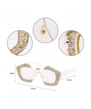 Oversized Square Frame Bling Rhinestone Crystal Sunglasses For Women - White - CJ196TWXTES $14.92 Cat Eye