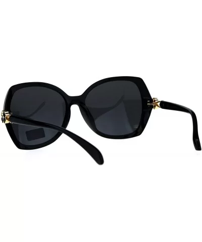 Womens Jewel Rhinestone Hinge Butterfly Designer Sunglasses - Black Gold - CW18DERLXS8 $7.17 Butterfly