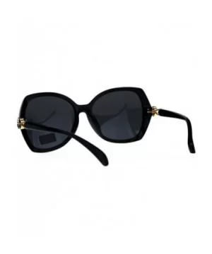 Womens Jewel Rhinestone Hinge Butterfly Designer Sunglasses - Black Gold - CW18DERLXS8 $7.17 Butterfly