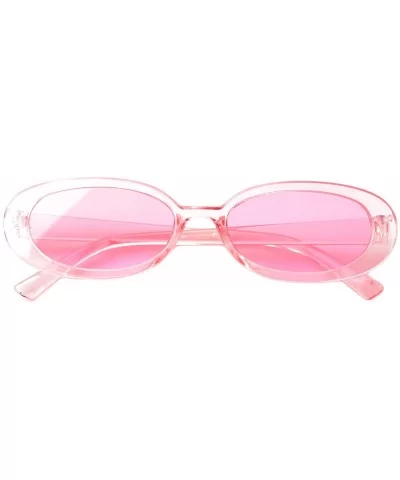 Mini Vintage Retro Extra Narrow Oval Round Skinny Cat Eye Sun Glasses Clout Goggles - Pink - C518SL2N3QN $5.95 Round