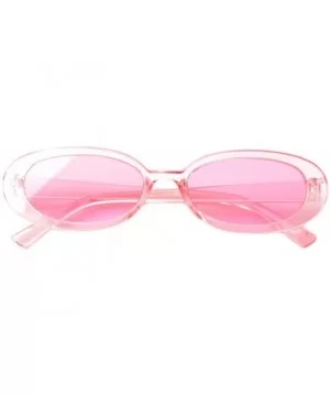 Mini Vintage Retro Extra Narrow Oval Round Skinny Cat Eye Sun Glasses Clout Goggles - Pink - C518SL2N3QN $5.95 Round