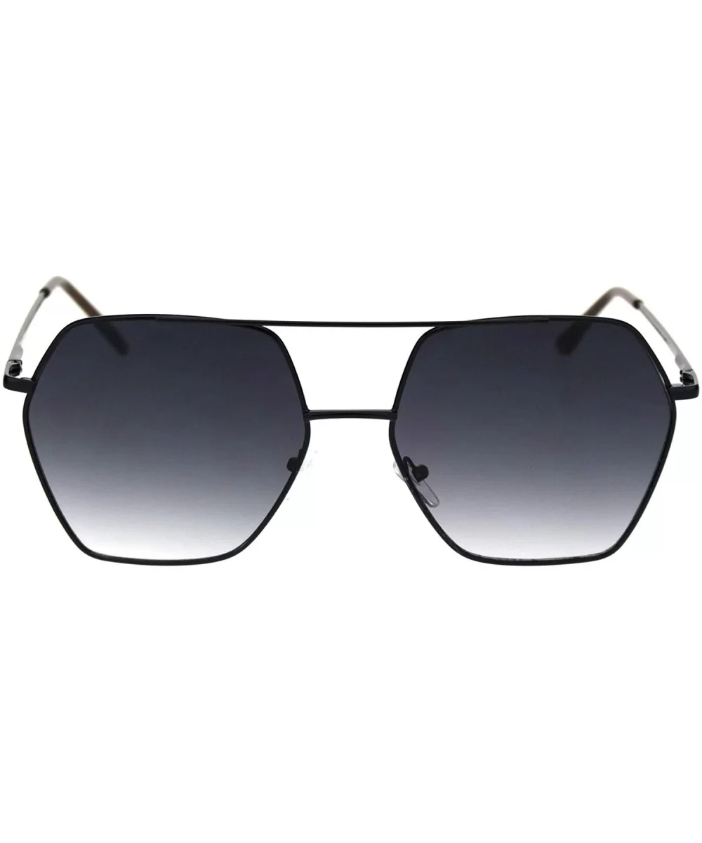 Octagonal Double Bridge Metal Rim Gradient Retro Sunglasses - Black Smoke - C218ROND295 $7.97 Oversized