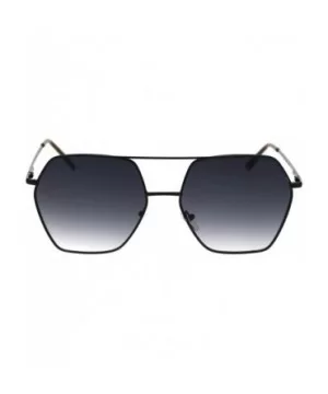 Octagonal Double Bridge Metal Rim Gradient Retro Sunglasses - Black Smoke - C218ROND295 $7.97 Oversized