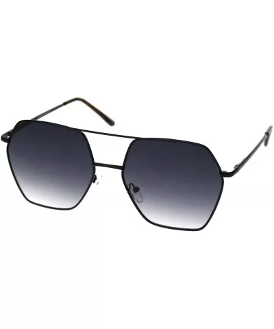 Octagonal Double Bridge Metal Rim Gradient Retro Sunglasses - Black Smoke - C218ROND295 $7.97 Oversized