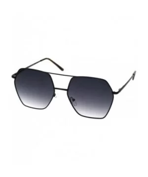 Octagonal Double Bridge Metal Rim Gradient Retro Sunglasses - Black Smoke - C218ROND295 $7.97 Oversized