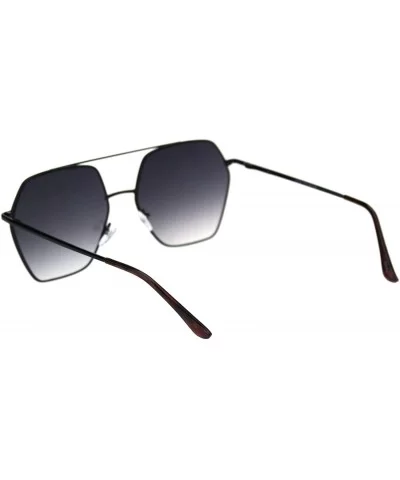 Octagonal Double Bridge Metal Rim Gradient Retro Sunglasses - Black Smoke - C218ROND295 $7.97 Oversized