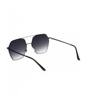 Octagonal Double Bridge Metal Rim Gradient Retro Sunglasses - Black Smoke - C218ROND295 $7.97 Oversized