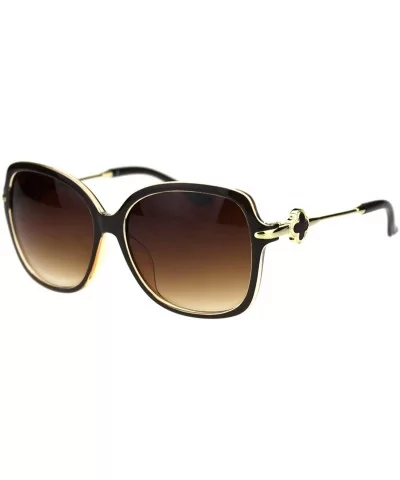 Womens Clove Jewel Metal Hinge Rectangular Butterfly Sunglasses - Brown Beige Brown - C018QUY6XDW $8.87 Oversized