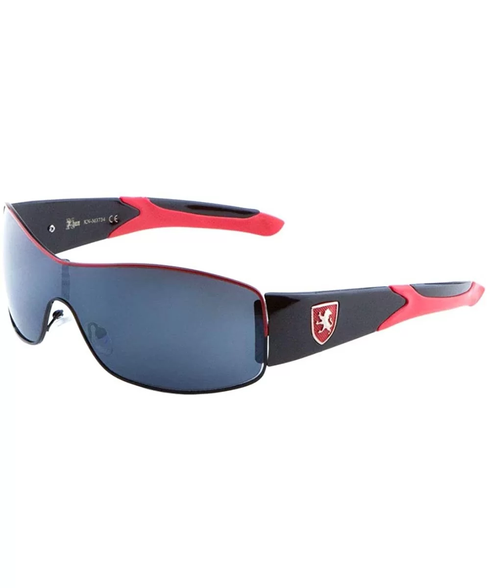 Wide One Piece Curved Shield Lens Color Temple Sunglasses - Red - CK199DS3LCO $13.80 Shield