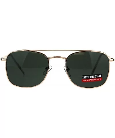 Unisex Designer Style Sunglasses Square Aviators Spring Hinge UV 400 - Gold (Green) - C518HKWYYSI $8.30 Aviator