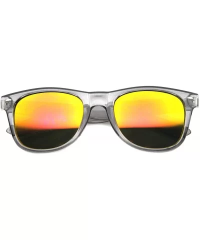 Iconic Translucent Frame Square Colored Mirror Lens Horn Rimmed Sunglasses 53mm - Grey / Fire - CF126OMSZ5V $8.09 Wayfarer