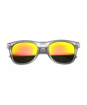 Iconic Translucent Frame Square Colored Mirror Lens Horn Rimmed Sunglasses 53mm - Grey / Fire - CF126OMSZ5V $8.09 Wayfarer