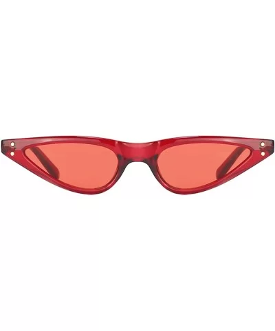 Small Frame Retro Skinny Narrow Drop Cat Eye Sunglasses For Women - Red - C71899M69XL $7.27 Cat Eye