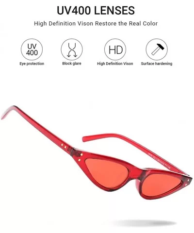 Small Frame Retro Skinny Narrow Drop Cat Eye Sunglasses For Women - Red - C71899M69XL $7.27 Cat Eye