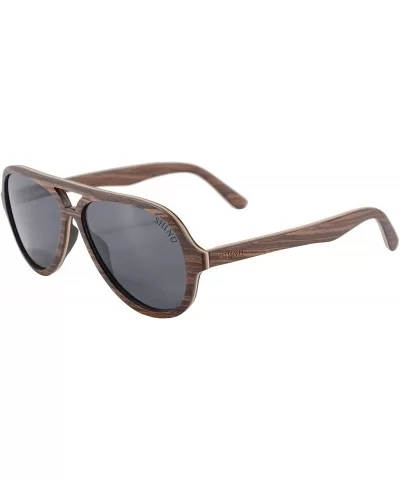 Genuine Wood Frame Sunglasses Polarized Men's uv400 Sunglasses-SH73013 - Walnut - C812M7KEF21 $26.47 Aviator