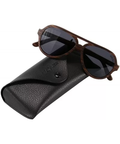 Genuine Wood Frame Sunglasses Polarized Men's uv400 Sunglasses-SH73013 - Walnut - C812M7KEF21 $26.47 Aviator