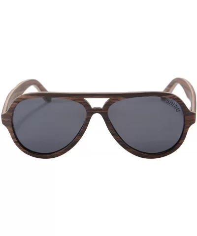 Genuine Wood Frame Sunglasses Polarized Men's uv400 Sunglasses-SH73013 - Walnut - C812M7KEF21 $26.47 Aviator