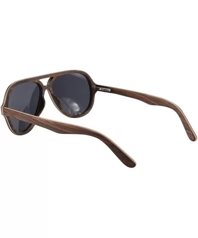 Genuine Wood Frame Sunglasses Polarized Men's uv400 Sunglasses-SH73013 - Walnut - C812M7KEF21 $26.47 Aviator