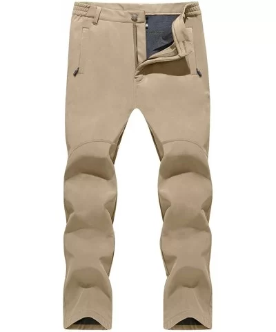 Men's Ski Pants-Snow Ski Tactical Fleece Lining Softshell Winter Pants Trousers - 206 Khaki - C718X94MQ4H $23.52 Sport