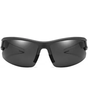 Polarized Sports Cycling Sunglasses for Men Women Driving Glasses Shades - Black Frame Black Lens - CJ18RC4LSSY $8.16 Square