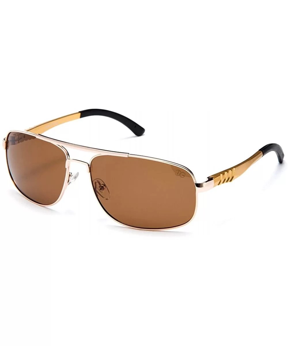 Unisex Premium Brushed Aluminum Aviator Polarized Lenses - Gold/Brown - CI11WYXSIFH $15.99 Aviator